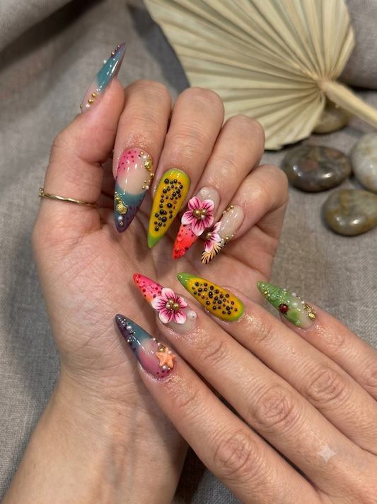 Tropical Oasis 3D Press-On Nails