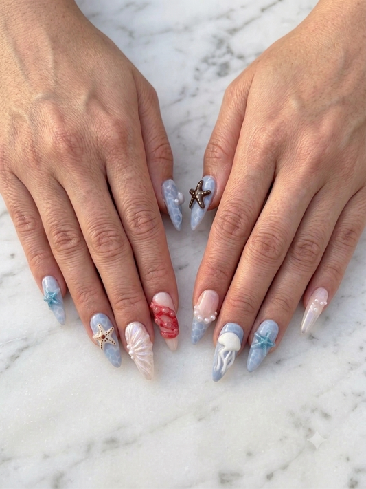 Deep Sea Majesty 3D Sculpted Press-On Nails